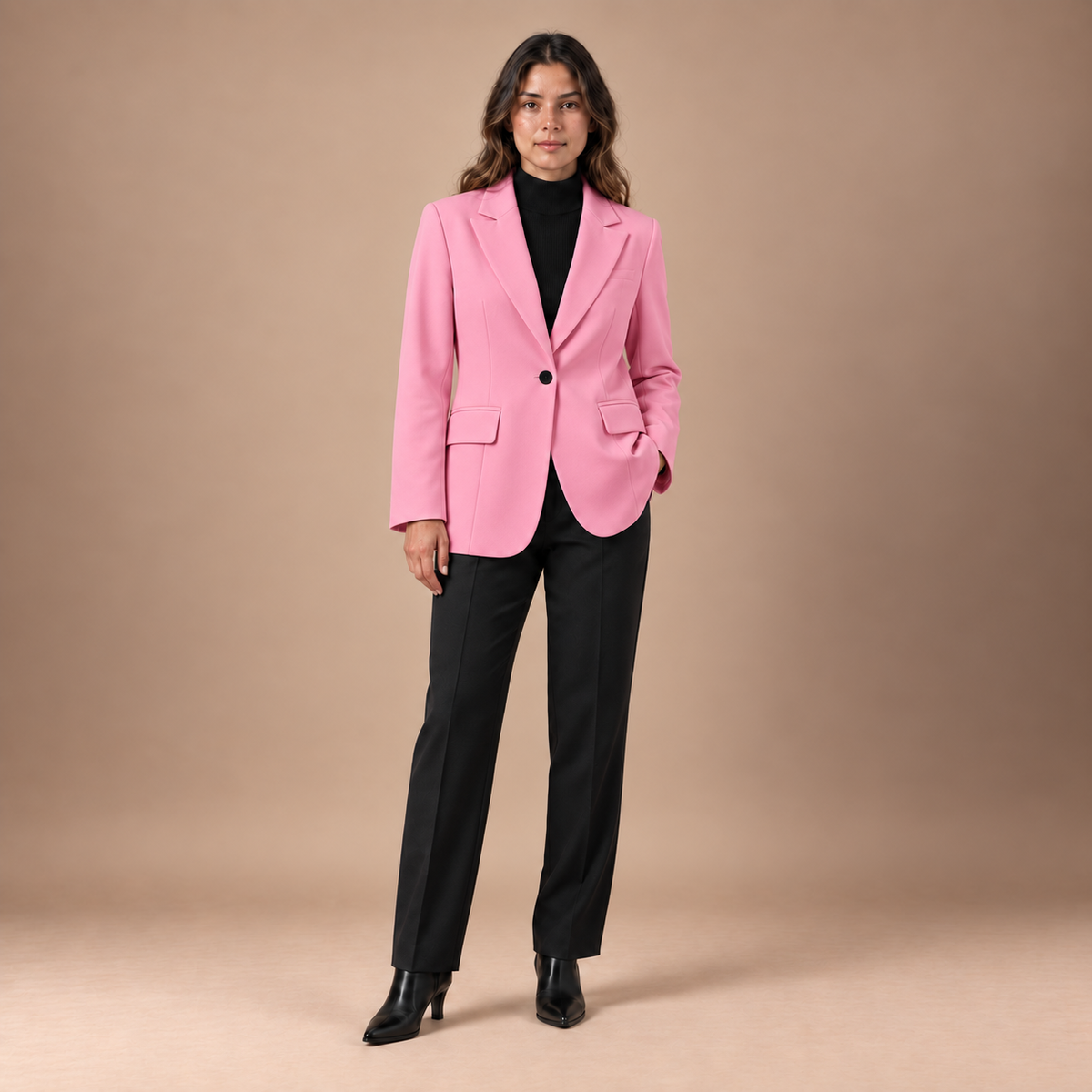 Lange blazer dames met reverskraag en knoopsluiting