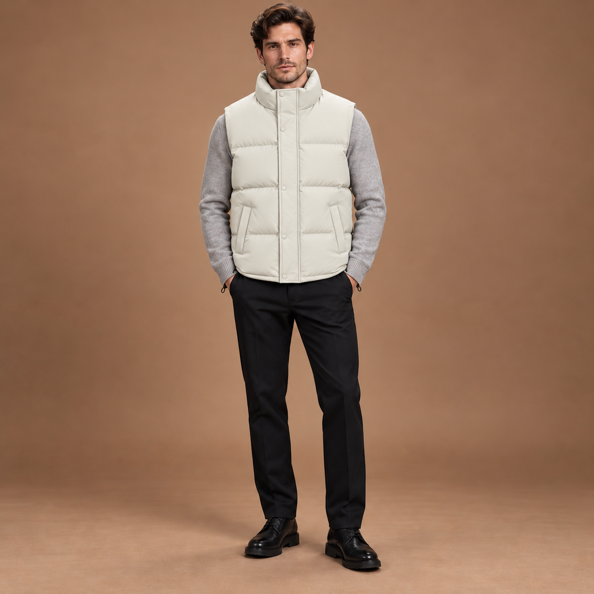 Gewatteerde bodywarmer heren met opstaande kraag