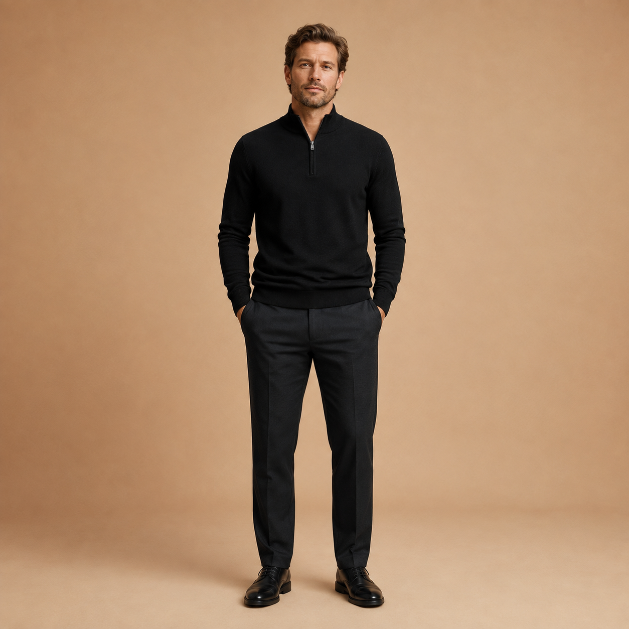 Trui Heren Half Zip - Pullover met Rits en Hoge Kraag