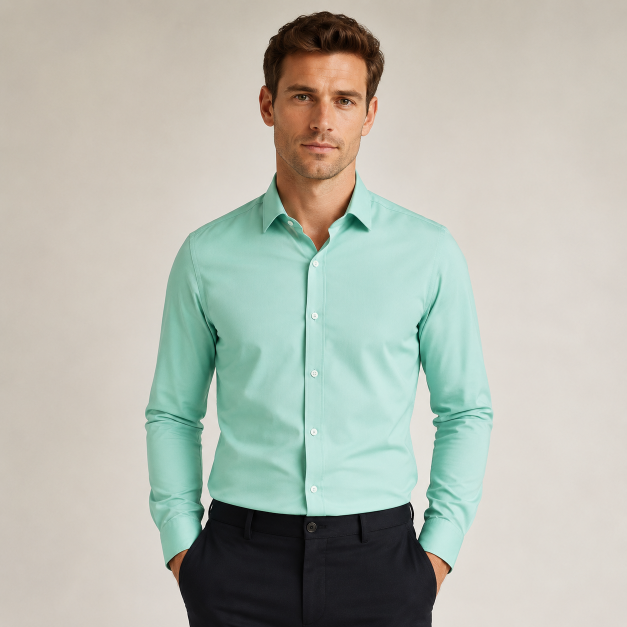 Overhemd Heren Slim Fit – Lange Mouw Shirt met Kraag en Knopen – productaanzicht 10