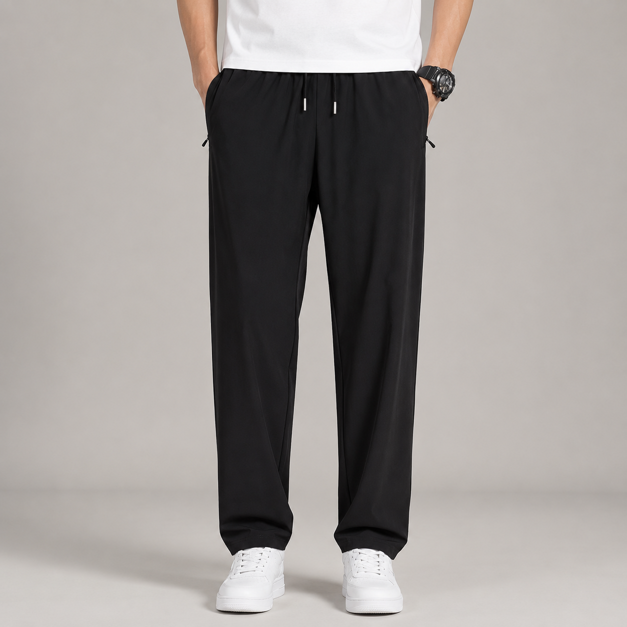 Joggingbroek Heren Lichtgewicht – Casual Trainingsbroek met Ritszakken en Trekkoord – productaanzicht 7