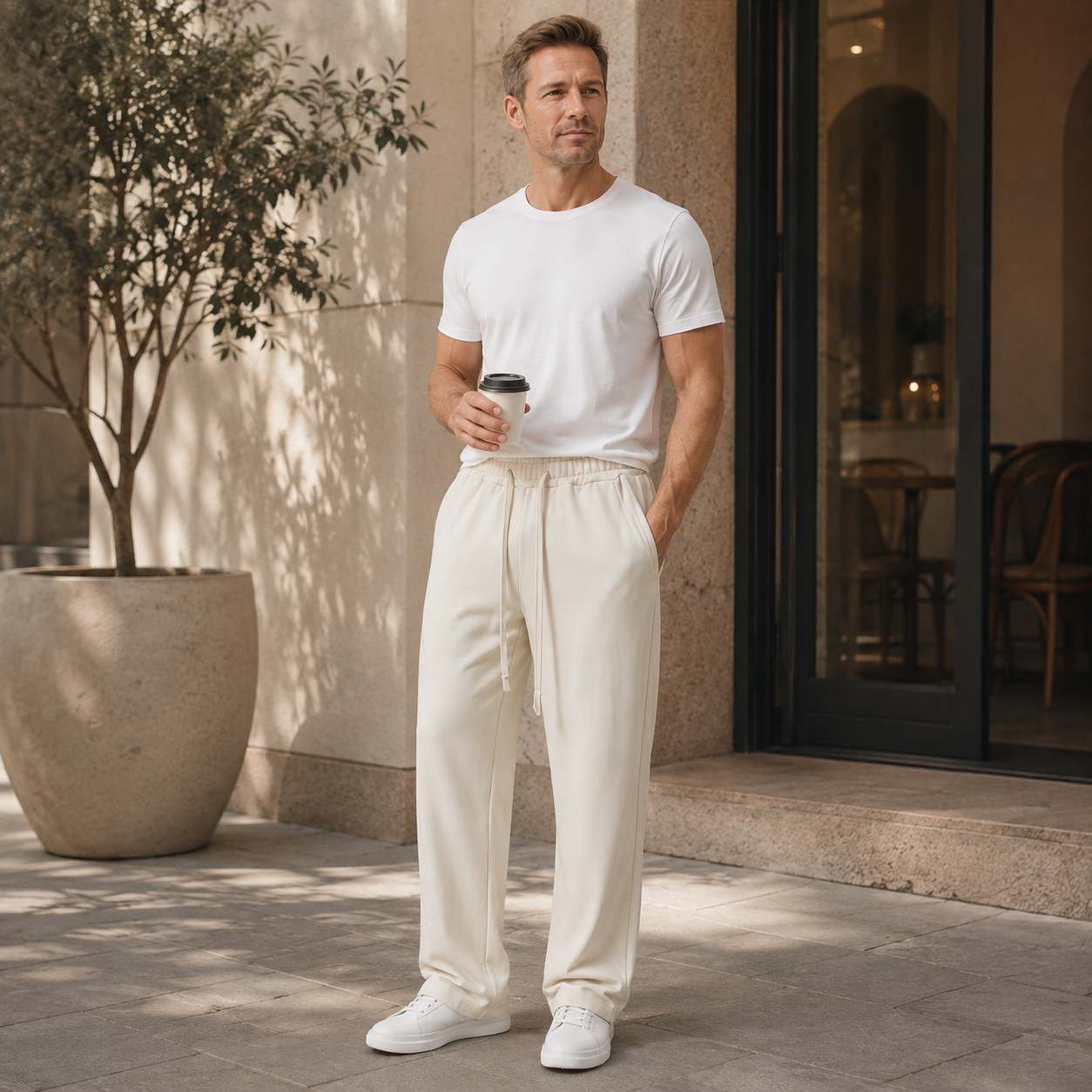 Joggingbroek Heren Casual – Sweatpants met Trekkoord Zijzakken en Rechte Pijp – productaanzicht 6