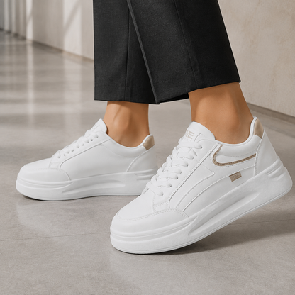 Sneakers dames platform met veters en comfortabele zool – hoofdafbeelding