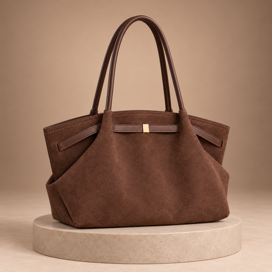 Shopper Dames Groot – Suède Look Schoudertas met Riemdetail