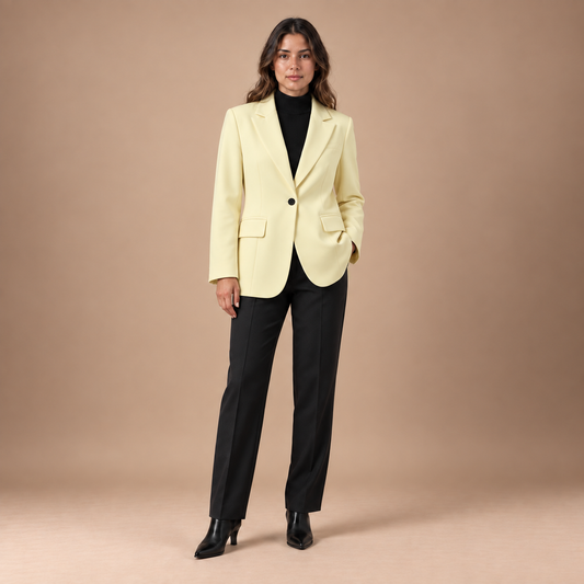 Lange blazer dames met reverskraag en knoopsluiting