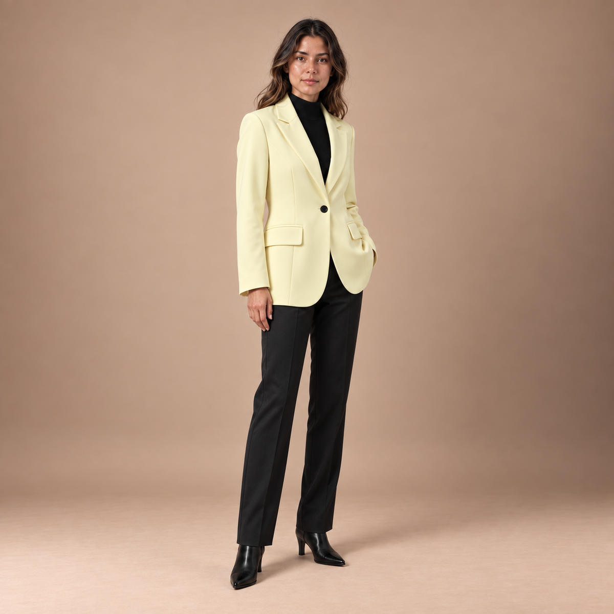 Lange blazer dames met reverskraag en knoopsluiting