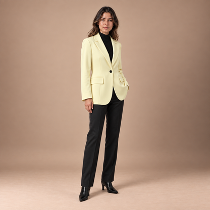 Lange blazer dames met reverskraag en knoopsluiting
