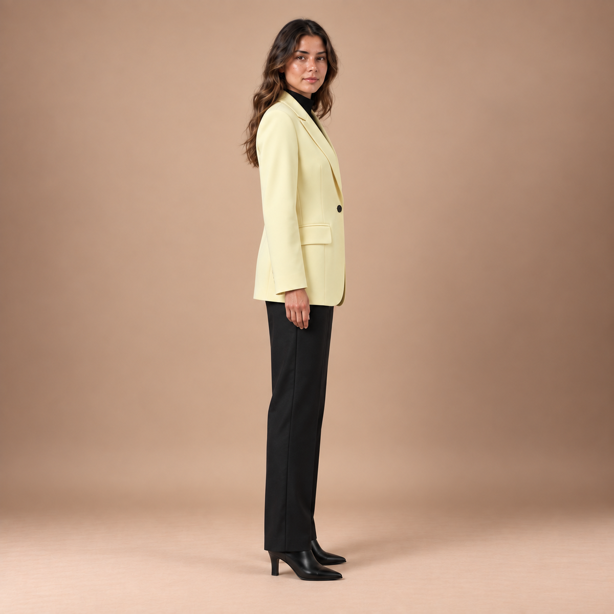 Lange blazer dames met reverskraag en knoopsluiting