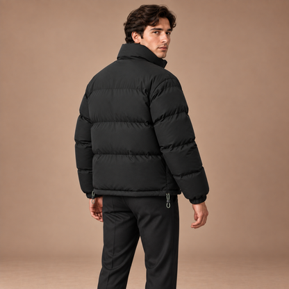 Puffer jas heren met opstaande kraag en ritssluiting