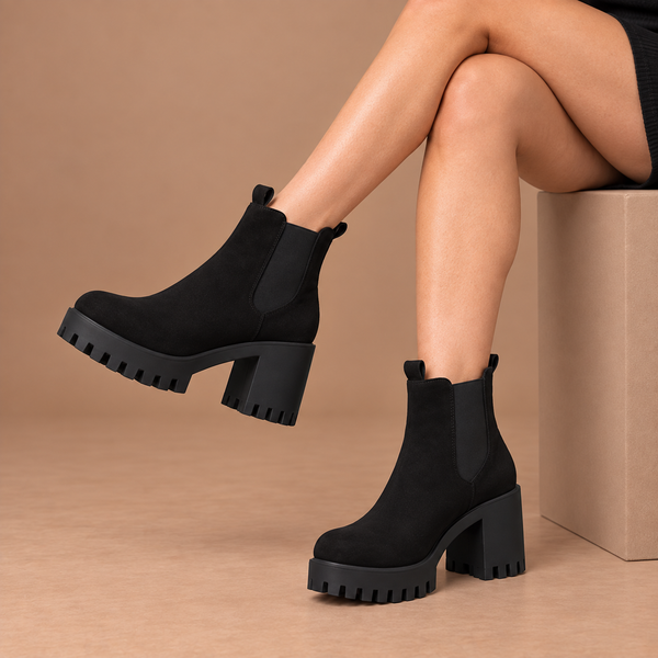 Chelsea boots dames met hak en chunky zool