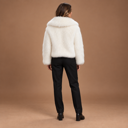 Faux fur jas dames met brede kraag