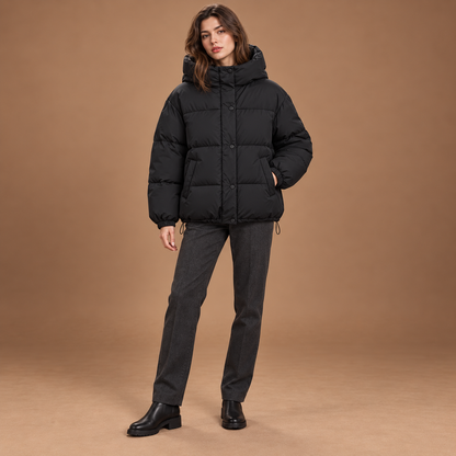Puffer jas dames met capuchon en ritssluiting