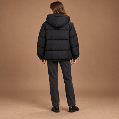 Puffer jas dames met capuchon en ritssluiting