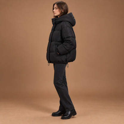 Puffer jas dames met capuchon en ritssluiting