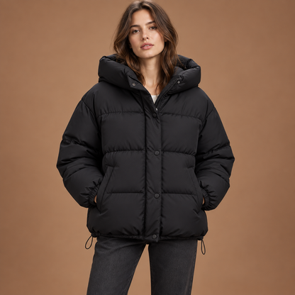 Puffer jas dames met capuchon en ritssluiting