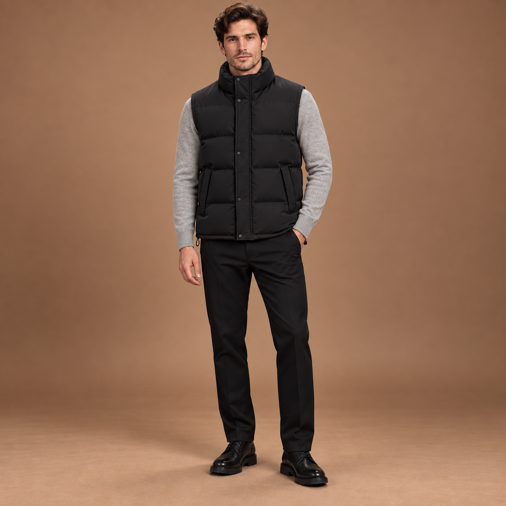Gewatteerde bodywarmer heren met opstaande kraag