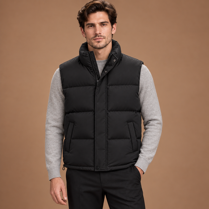 Gewatteerde bodywarmer heren met opstaande kraag