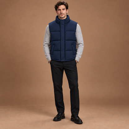 Gewatteerde bodywarmer heren met opstaande kraag