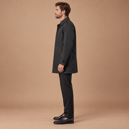 Trenchcoat heren kort model met knoopsluiting