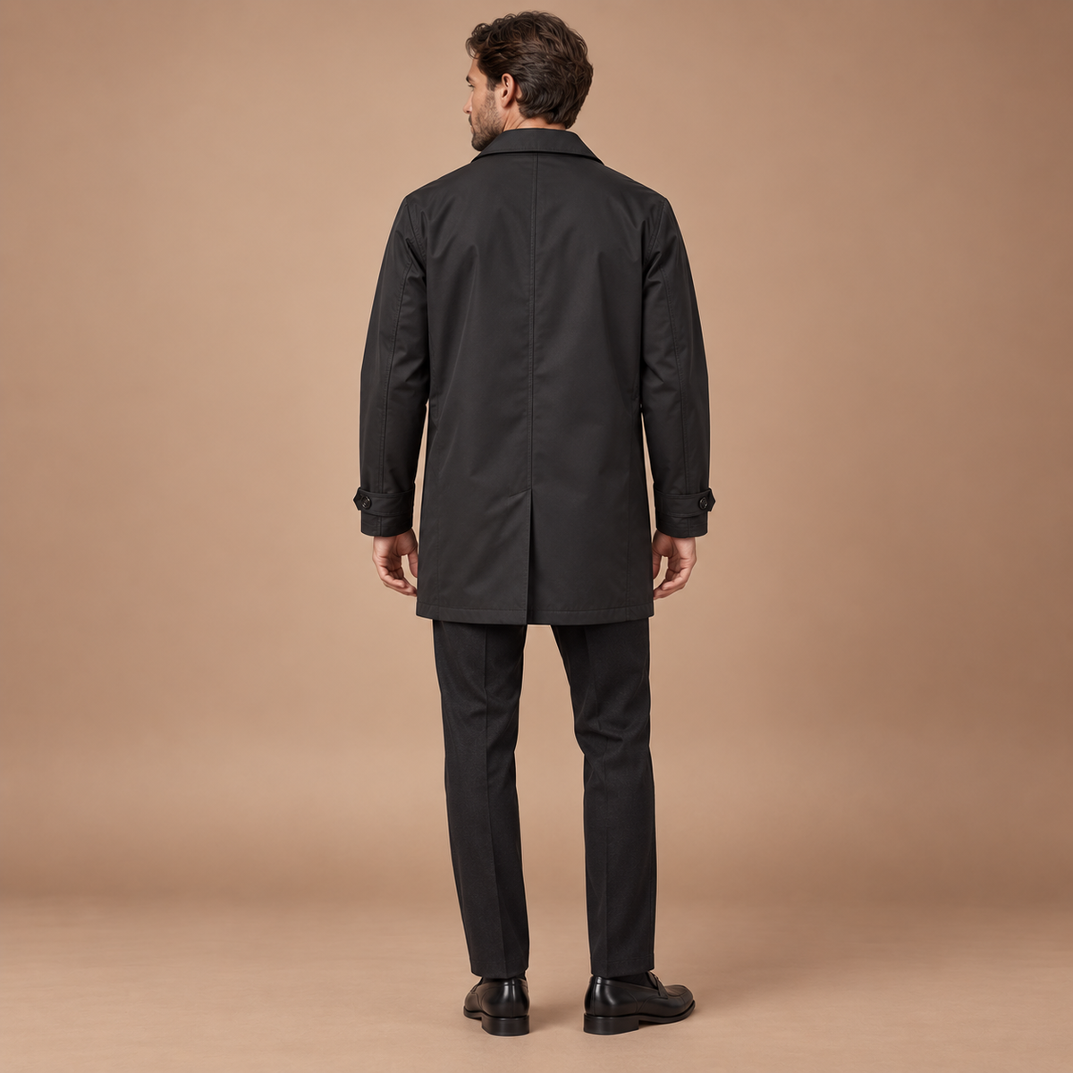 Trenchcoat heren kort model met knoopsluiting