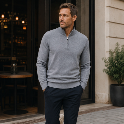 Trui Heren Half Zip - Pullover met Rits en Hoge Kraag
