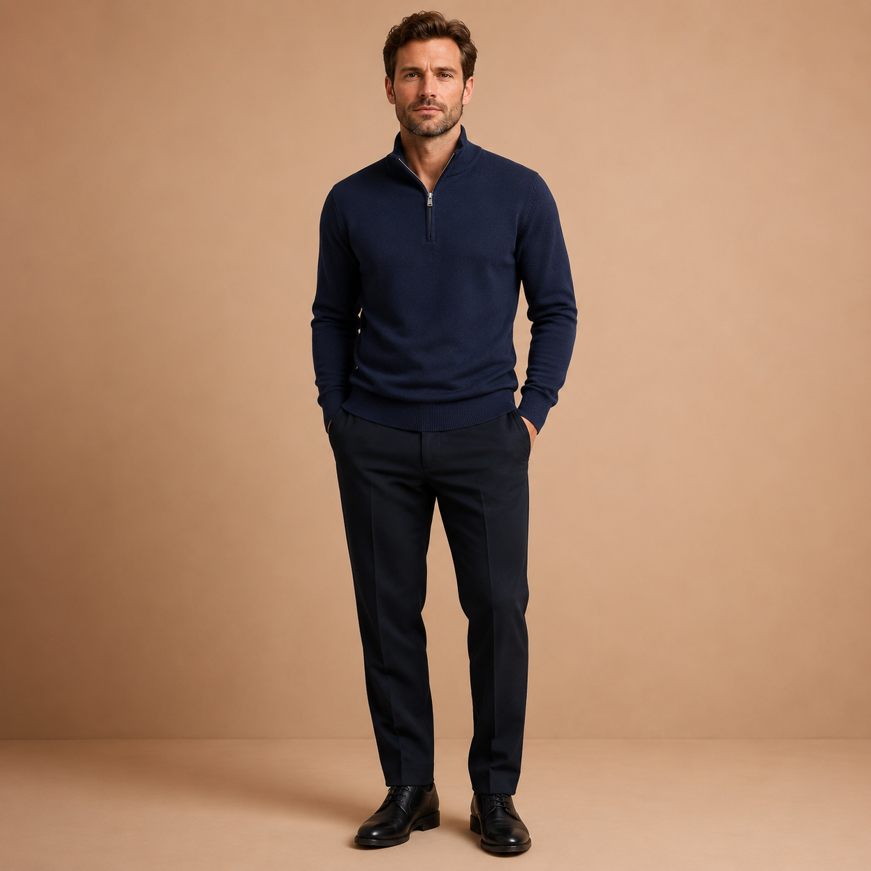 Trui Heren Half Zip - Pullover met Rits en Hoge Kraag