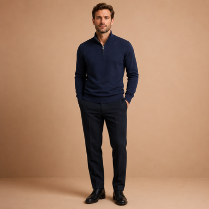 Trui Heren Half Zip - Pullover met Rits en Hoge Kraag