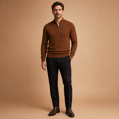 Trui Heren Half Zip - Pullover met Rits en Hoge Kraag