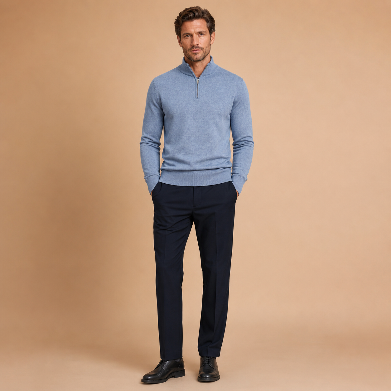 Trui Heren Half Zip - Pullover met Rits en Hoge Kraag
