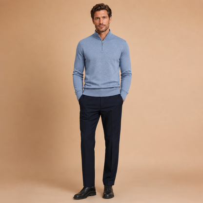 Trui Heren Half Zip - Pullover met Rits en Hoge Kraag