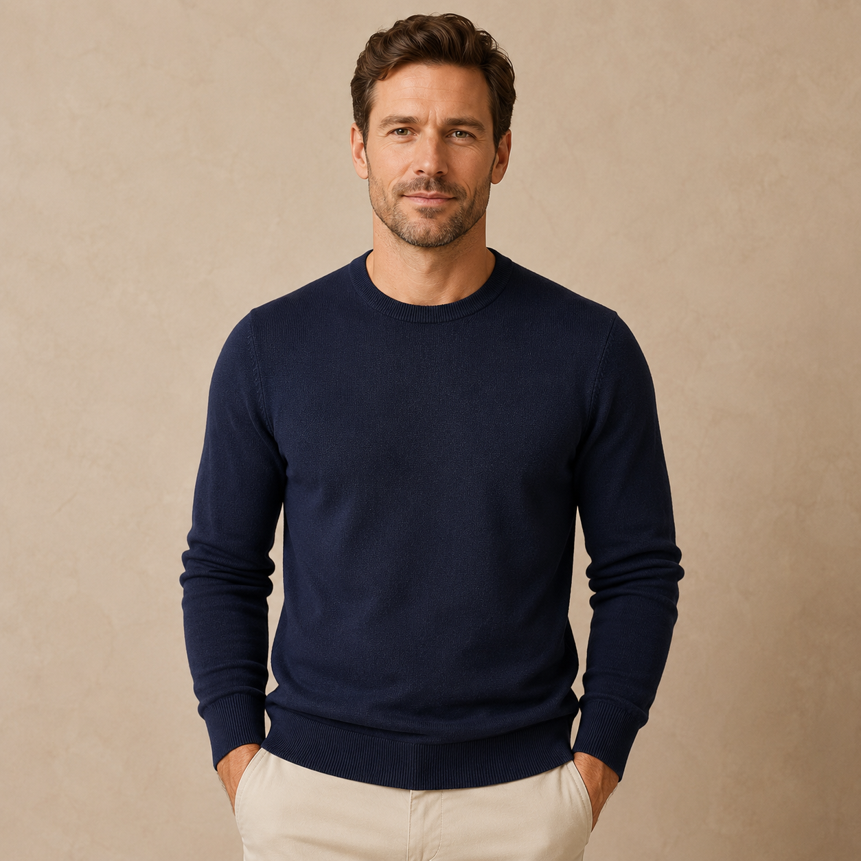 Trui Heren Fijngebreid - Ronde Hals Pullover met Lange Mouwen