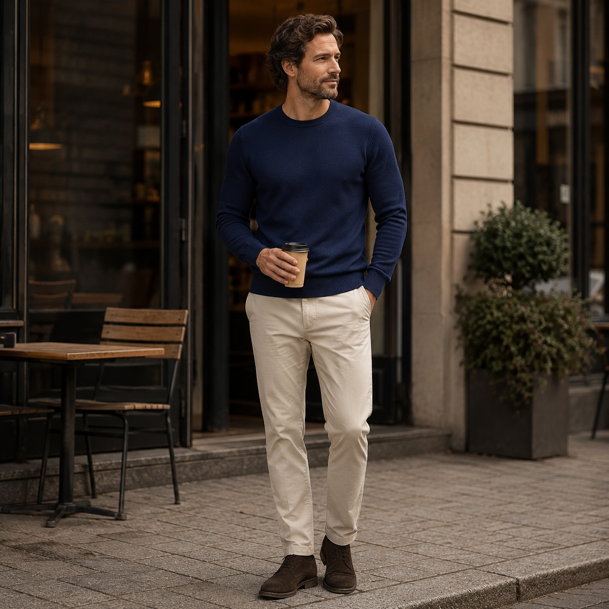 Trui Heren Fijngebreid - Ronde Hals Pullover met Lange Mouwen