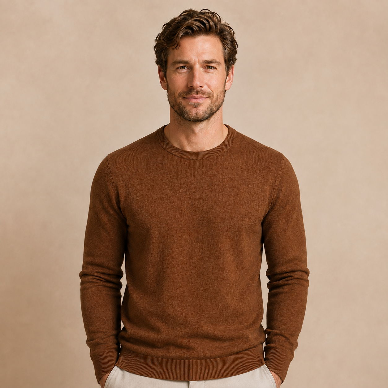 Trui Heren Fijngebreid - Ronde Hals Pullover met Lange Mouwen