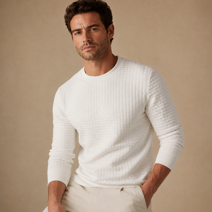 Trui Heren Gewatteerd - Sweater met Ronde Hals en Lange Mouwen