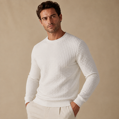 Trui Heren Gewatteerd - Sweater met Ronde Hals en Lange Mouwen