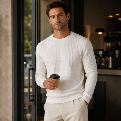 Trui Heren Gewatteerd - Sweater met Ronde Hals en Lange Mouwen