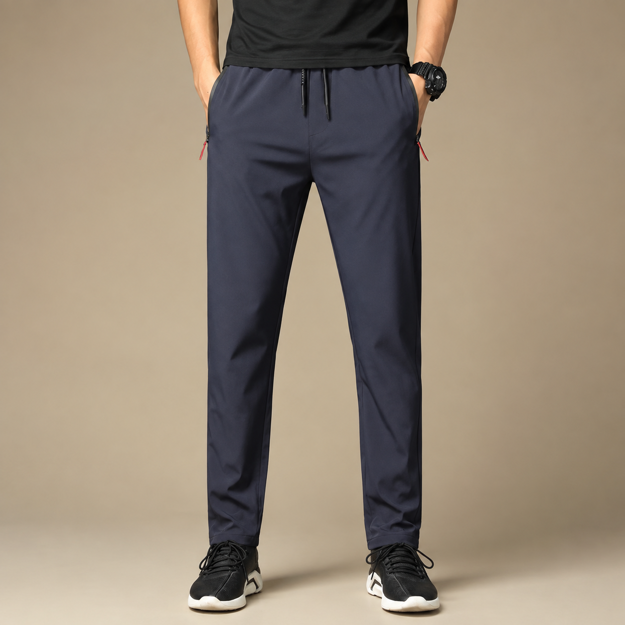 Joggingbroek Heren Sportief – Trainingsbroek met Ritszakken en Trekkoord – productafbeelding
