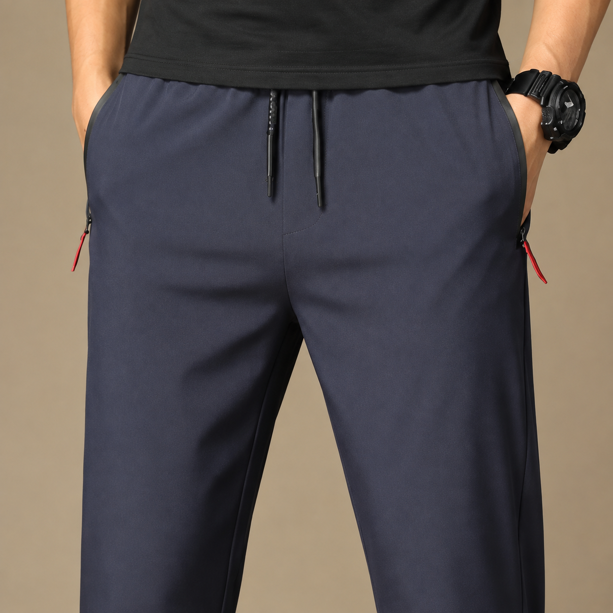 Joggingbroek Heren Sportief – Trainingsbroek met Ritszakken en Trekkoord – productaanzicht 5