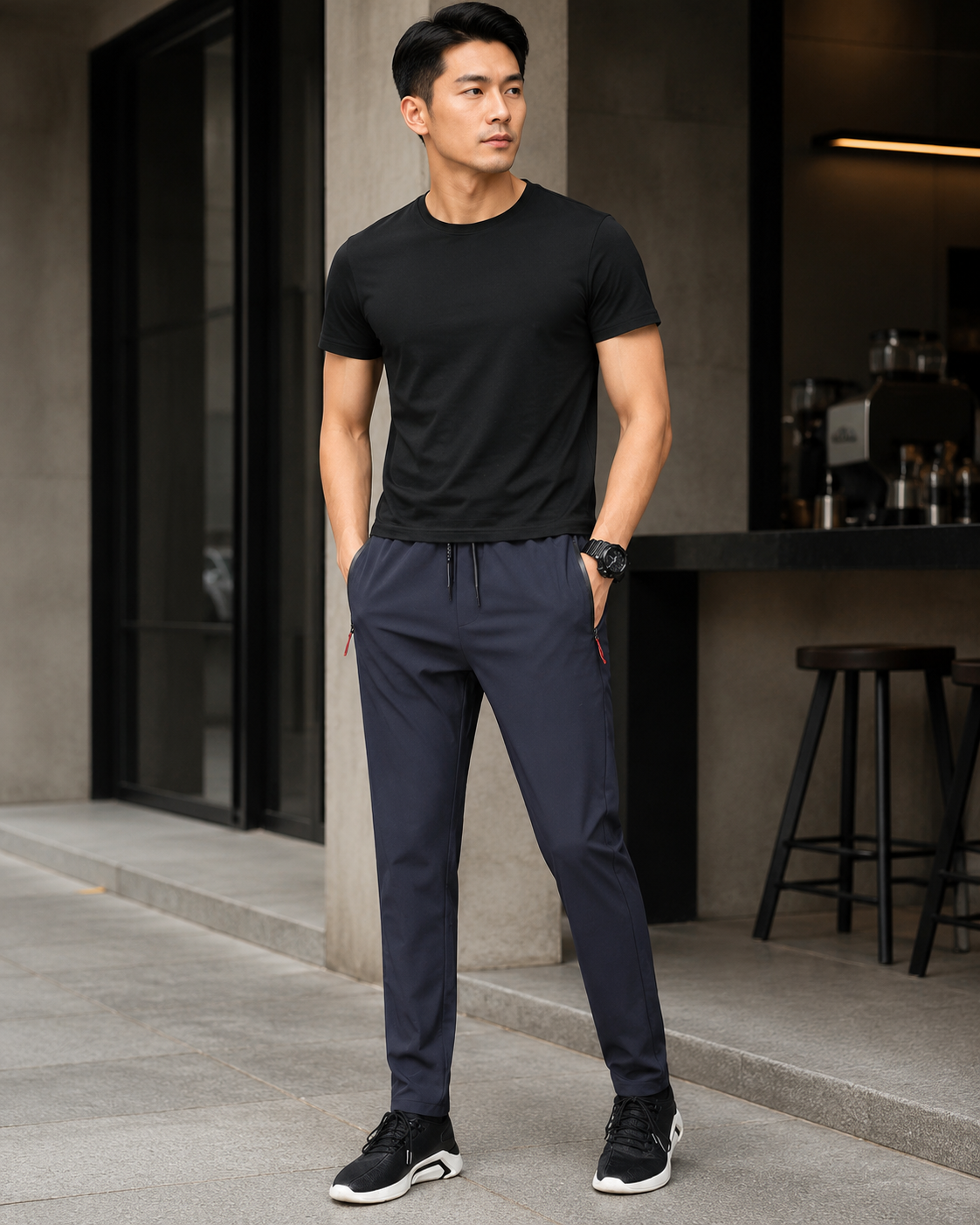 Joggingbroek Heren Sportief – Trainingsbroek met Ritszakken en Trekkoord – productaanzicht 2