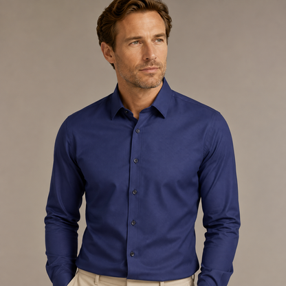 Overhemd Heren Slim Fit – Lange Mouw Shirt met Kraag en Knopen – productafbeelding