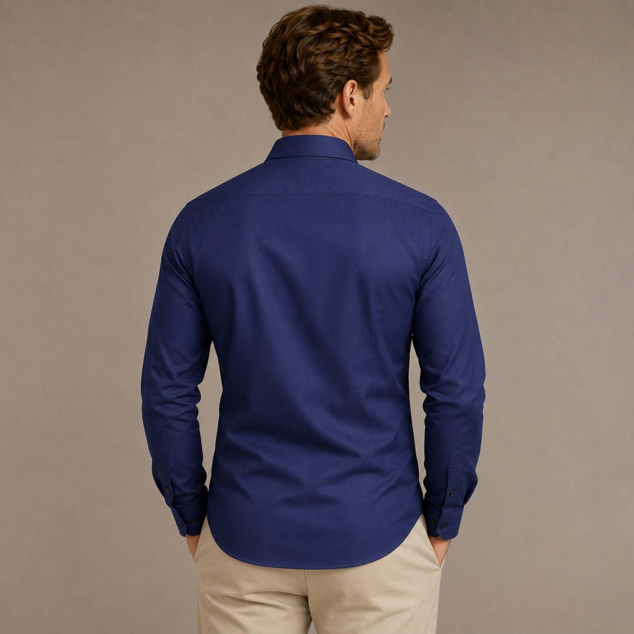 Overhemd Heren Slim Fit – Lange Mouw Shirt met Kraag en Knopen – productaanzicht 4