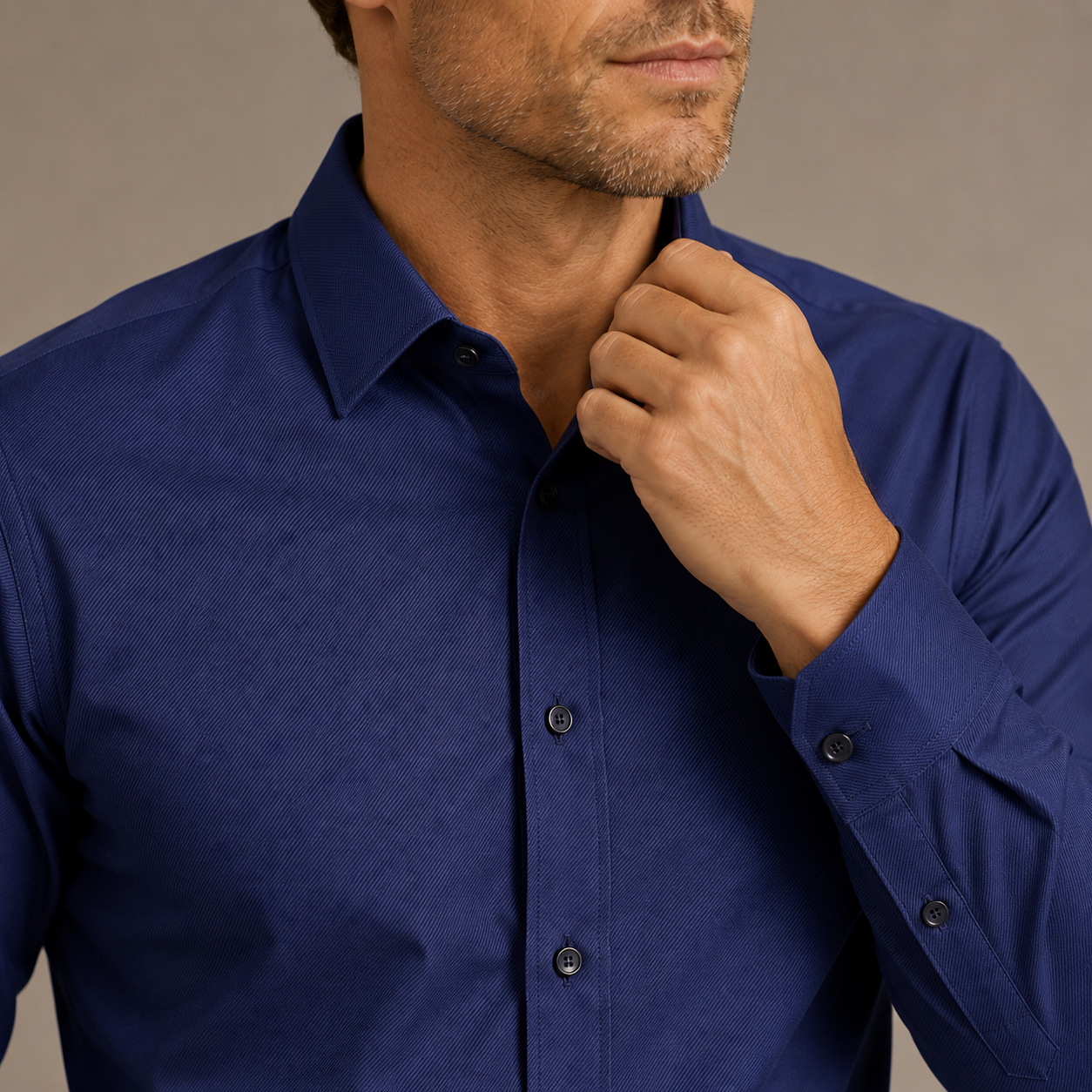Overhemd Heren Slim Fit – Lange Mouw Shirt met Kraag en Knopen – productaanzicht 5