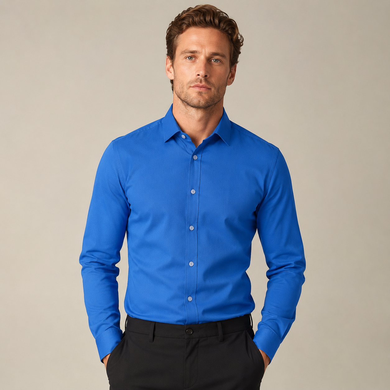 Overhemd Heren Slim Fit – Lange Mouw Shirt met Kraag en Knopen – productaanzicht 9