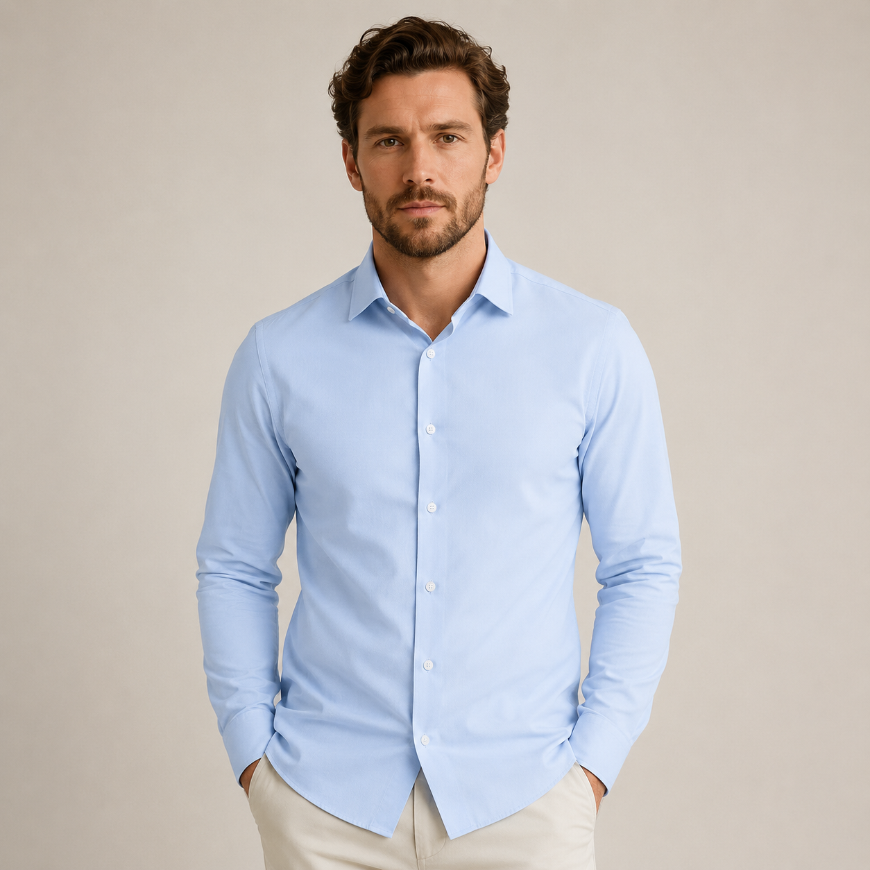 Overhemd Heren Slim Fit – Lange Mouw Shirt met Kraag en Knopen – productaanzicht 7