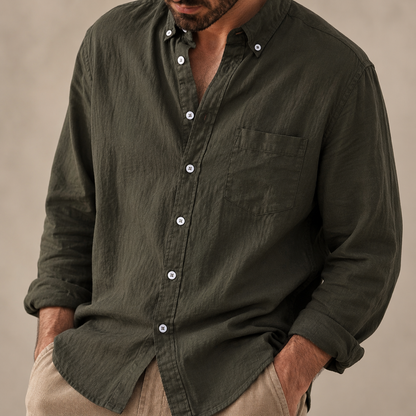 Overhemd Heren Linnen – Casual Shirt met Lange Mouwen en Borstzak – productaanzicht 7