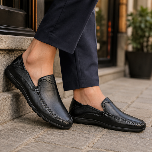 Loafers Heren Leder – Instappers met Mocassin Design en Comfort Zool – productafbeelding