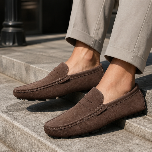 Loafers Heren Suede Look – Penny Instappers met Mocassin Design en Comfort Zool – productafbeelding