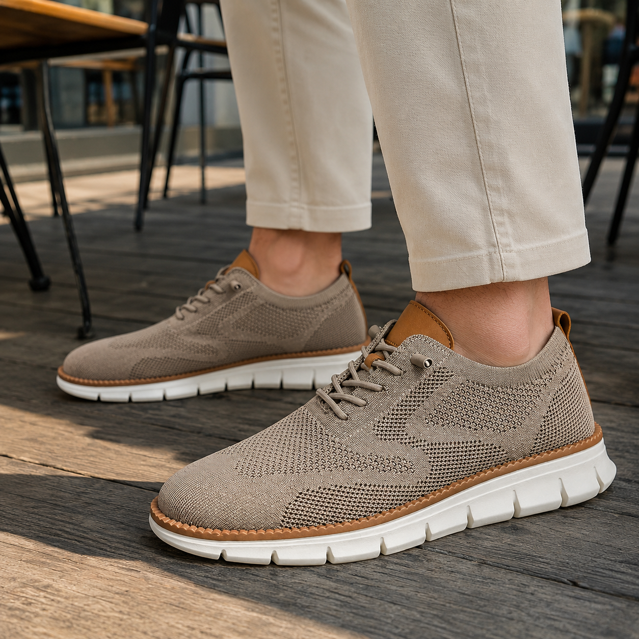 Sneakers Heren Ademend – Lage Veterschoenen met Knit Bovenwerk en Flexibele Zool – productafbeelding
