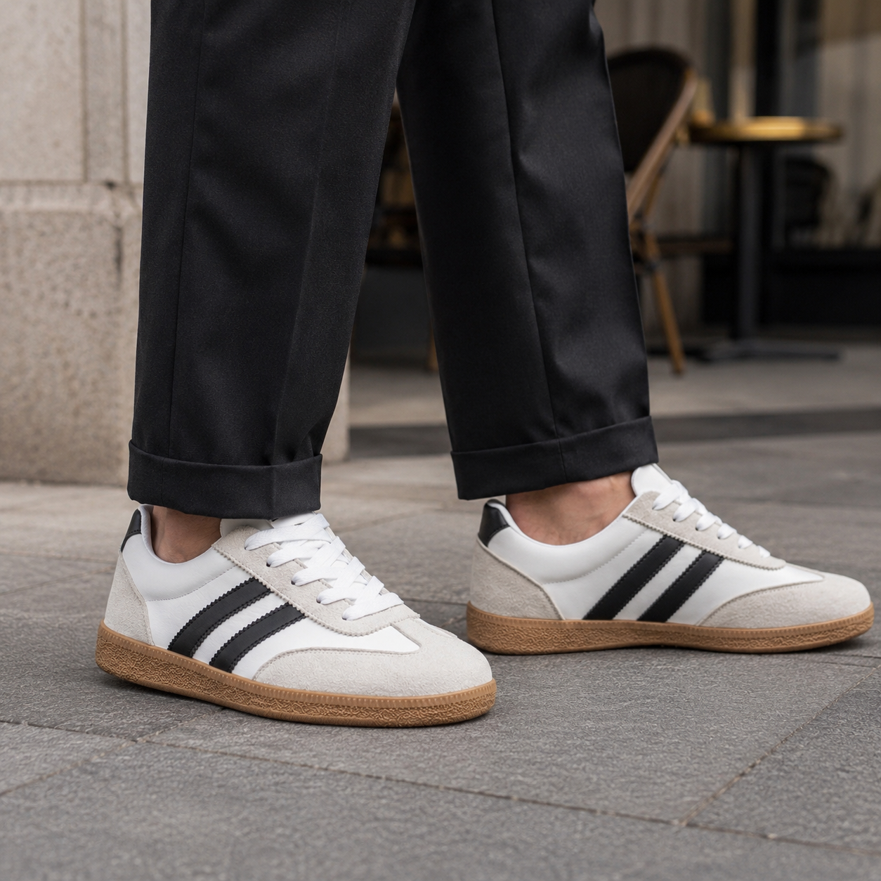 Sneakers Heren Retro – Lage Veterschoenen met Suede Look en Gum Zool – productafbeelding