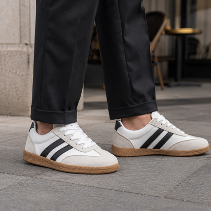 Sneakers Heren Retro – Lage Veterschoenen met Suede Look en Gum Zool – productafbeelding